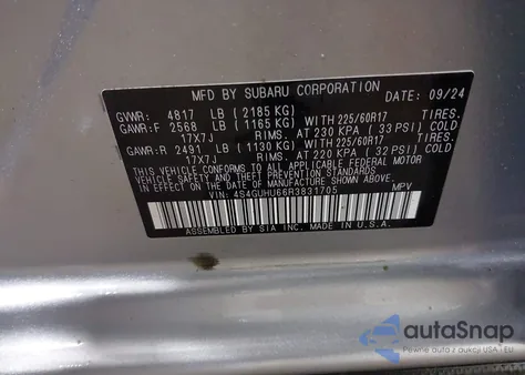 2024 Subaru Crosstrek Wilderness z USA, uszkodzony, nr VIN 4S4GUHU66R3831705